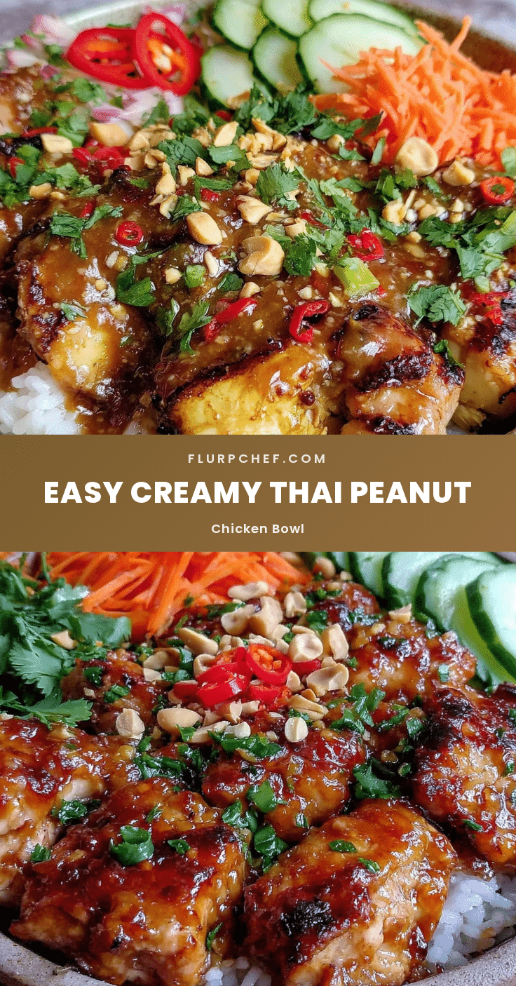 easy creamy thai peanut chicken bowl recipe