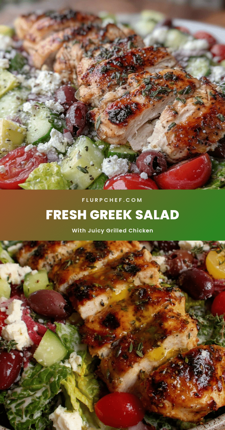 fresh greek salad with juicy grilled chicken recipe