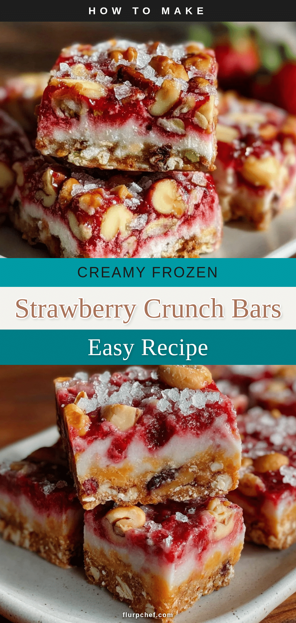 easy creamy frozen strawberry crunch bars recipe
