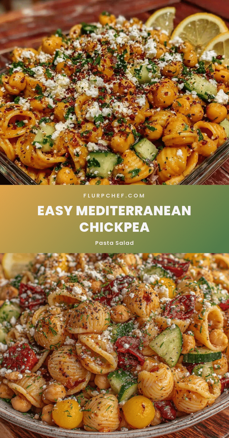 Mediterranean chickpea pasta salad recipe