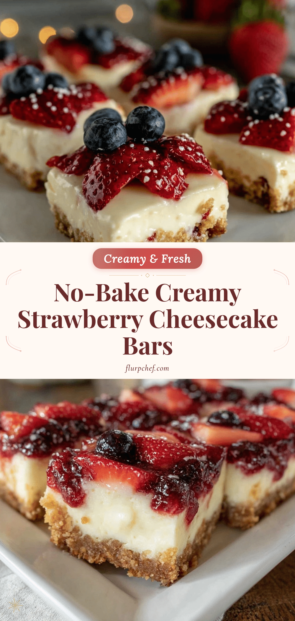 no bake strawberry cheesecake bars recipe