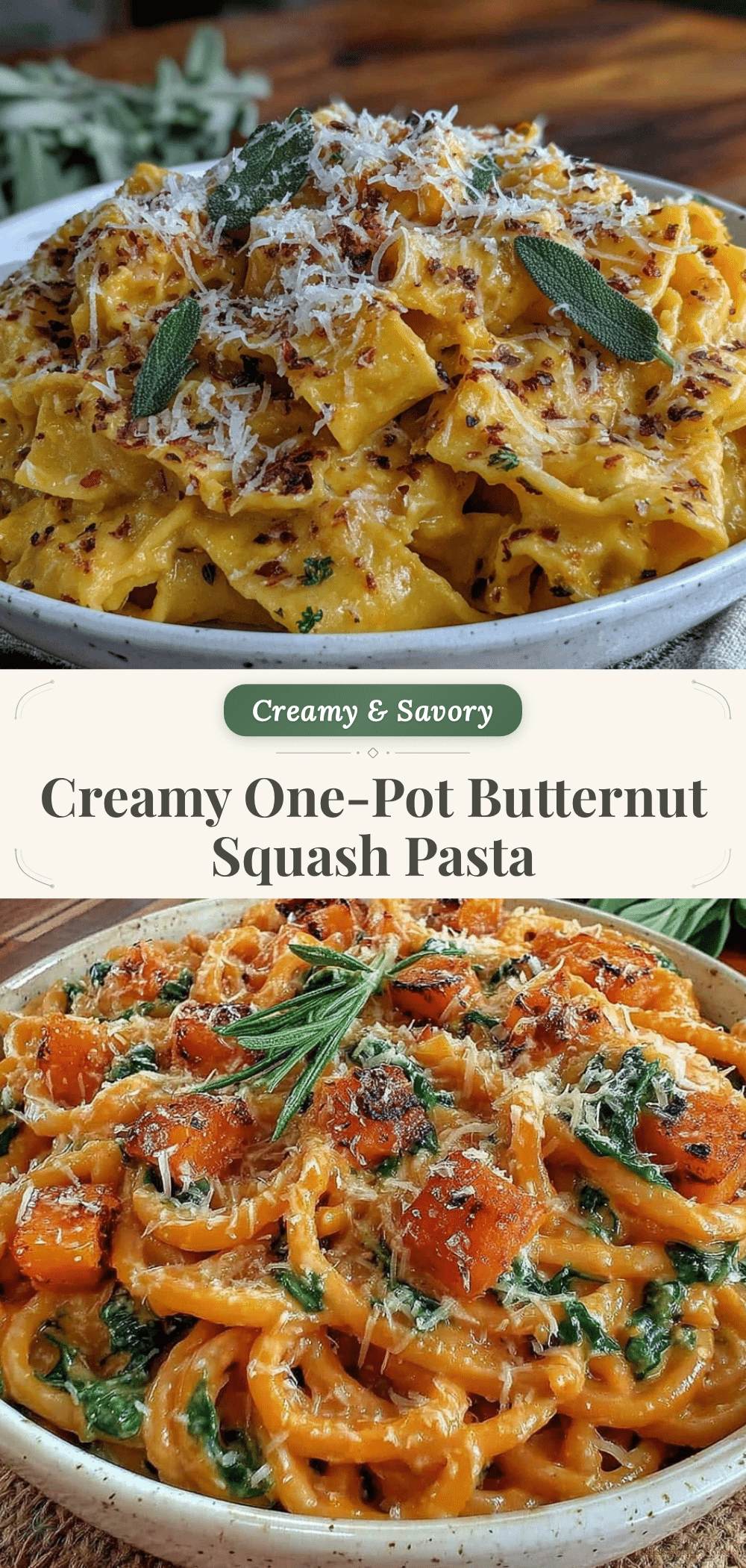 creamy one-pot butternut squash and sage pasta recipe