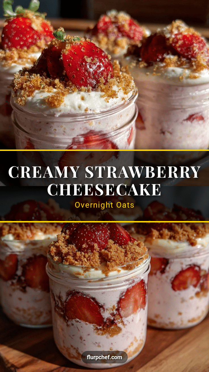 creamy strawberry cheesecake overnight oats recipe