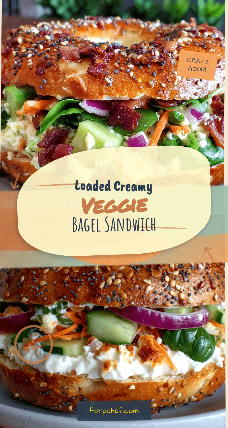 fresh loaded veggie cream cheese bagel sandwich recipe