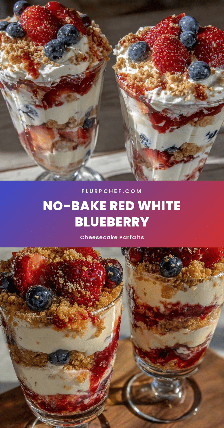 no bake red white and blue berry cheesecake parfaits recipe