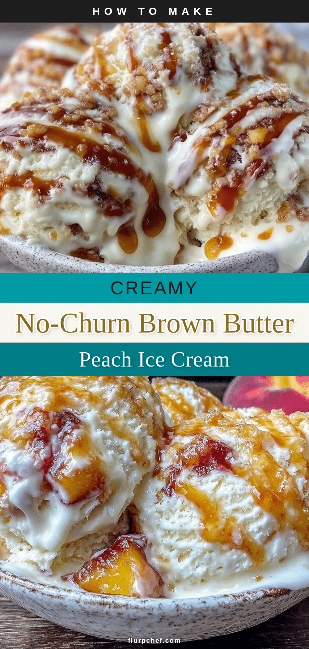 no-churn brown butter peach ice cream recipe