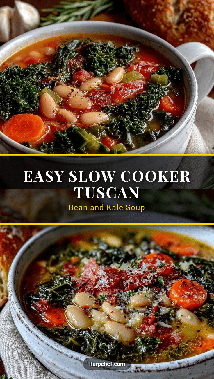 slow cooker Tuscan white bean and kale soup recipe