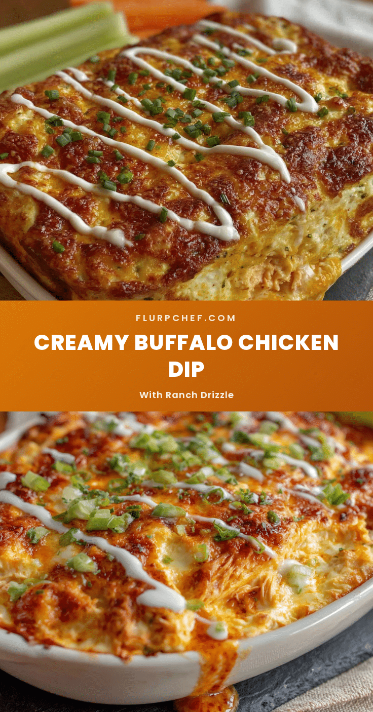 creamy buffalo chicken dip with ranch drizzle recipe