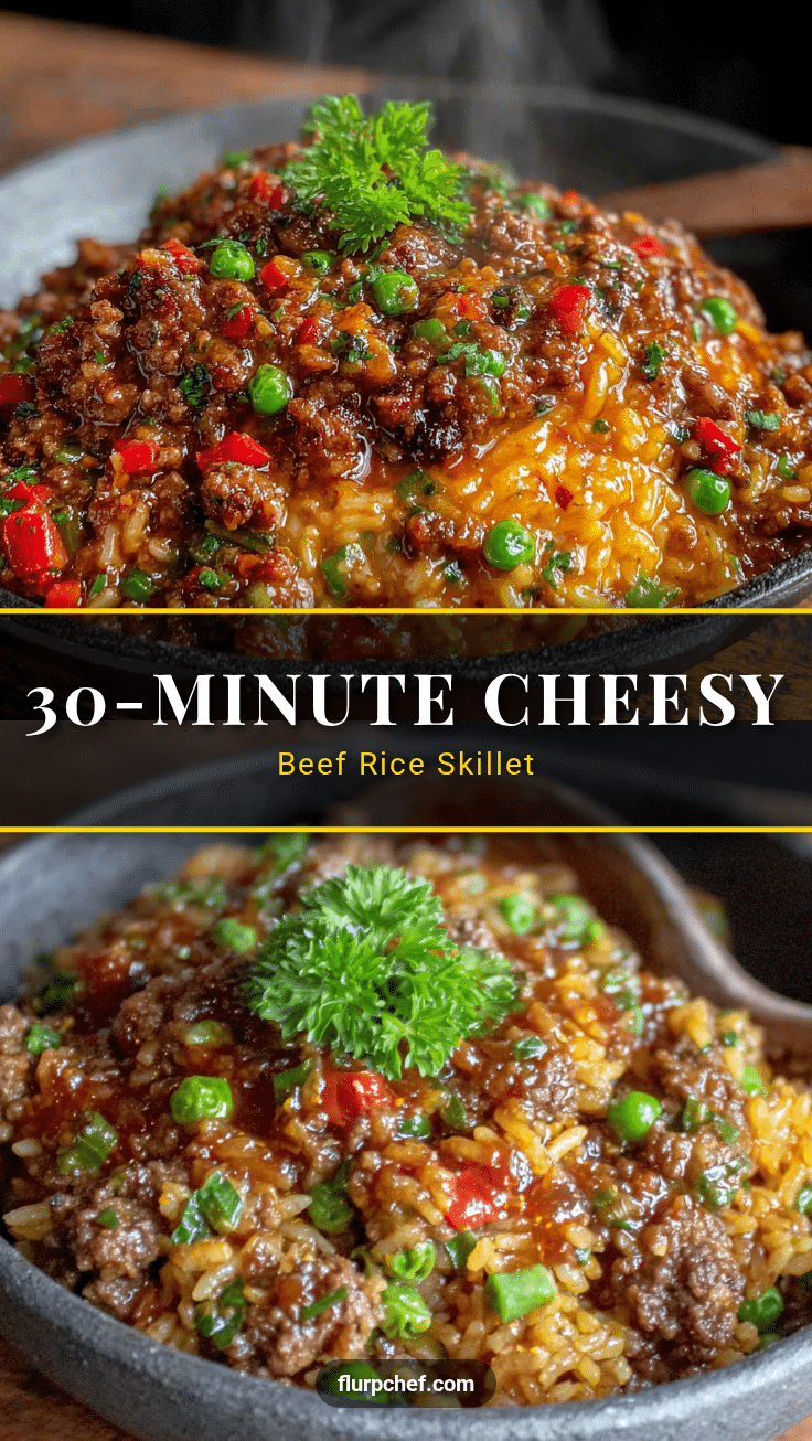 easy cheesy beef rice skillet recipe