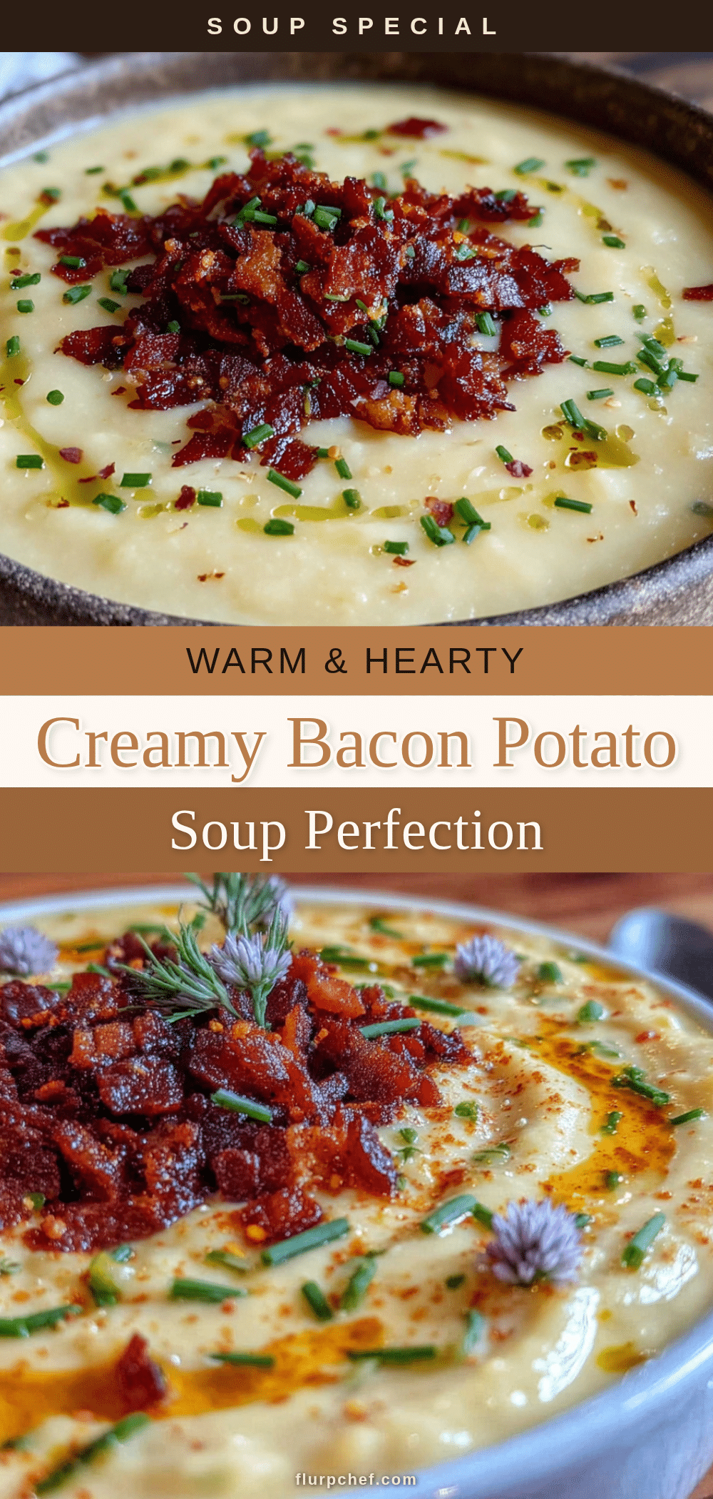 easy creamy potato soup with crispy bacon bits recipe