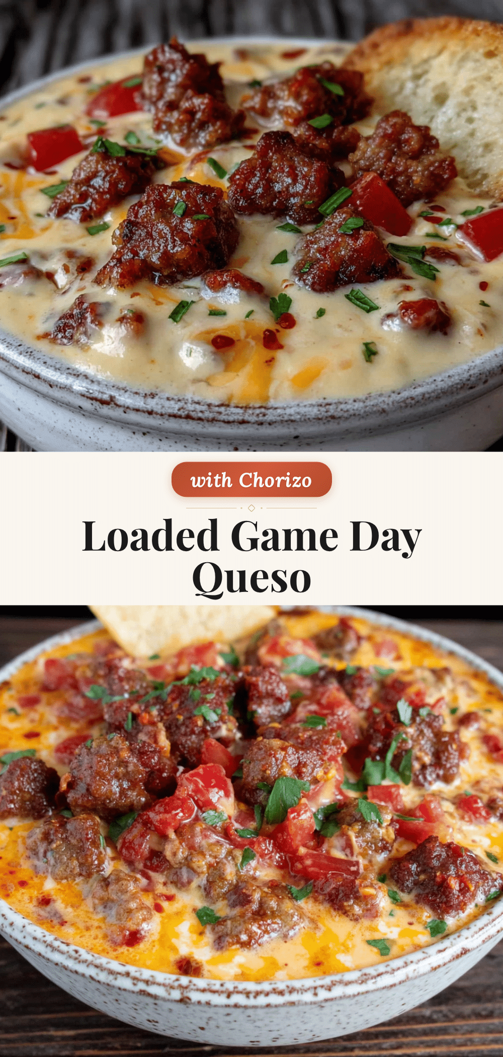 loaded game day queso with chorizo recipe