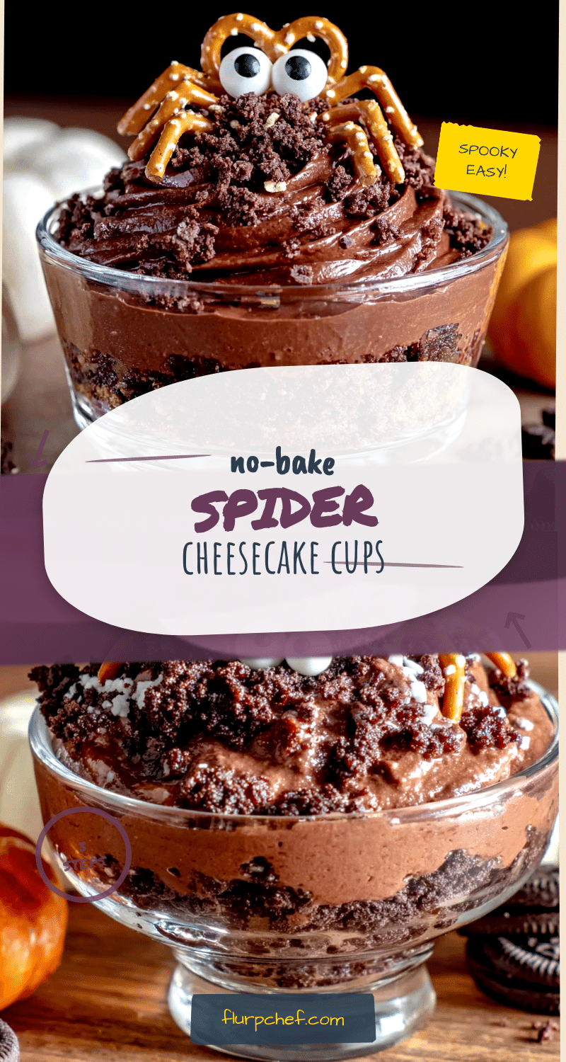 No-Bake Spider Cheesecake Cups recipe