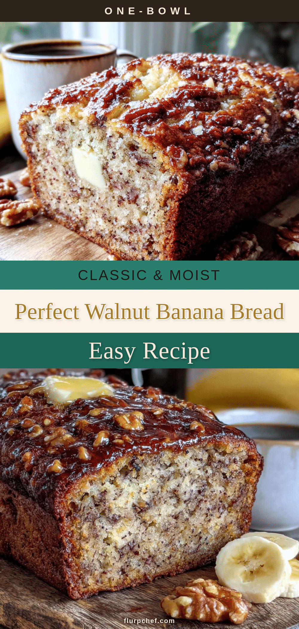one-bowl banana bread with walnuts recipe
