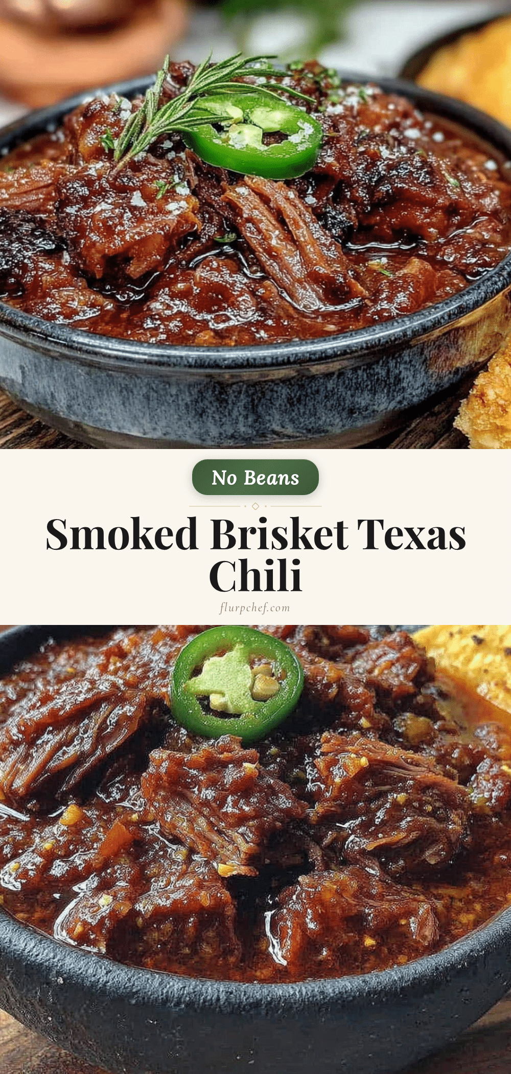 Smoked Brisket Texas Chili No Beans recipe