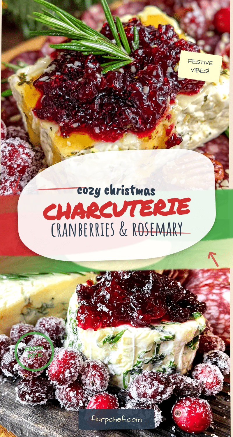 cozy christmas charcuterie board with cranberries and rosemary recipe