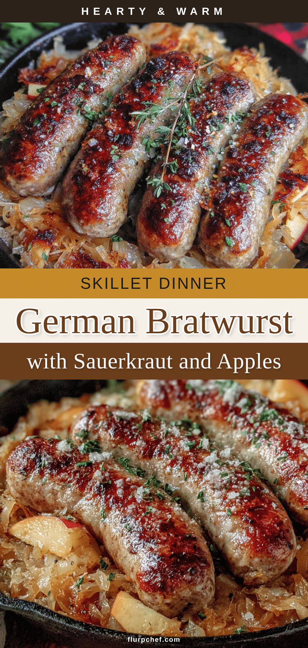 german bratwurst skillet with sauerkraut and apples recipe