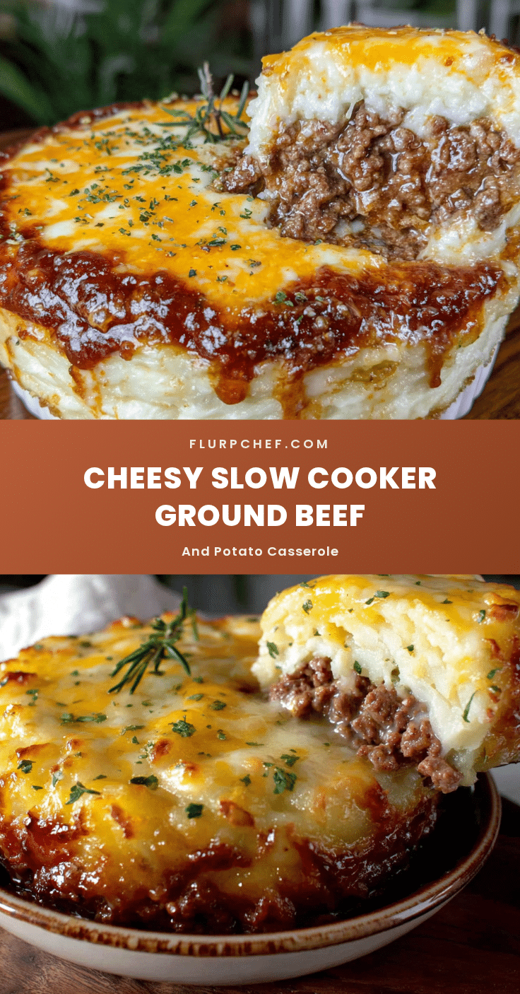 cheesy slow cooker ground beef and potato casserole recipe