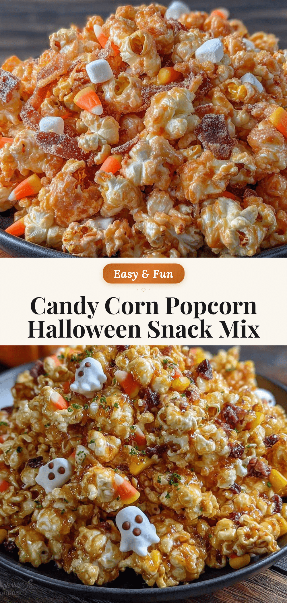 Easy Candy Corn Popcorn Halloween Snack Mix recipe
