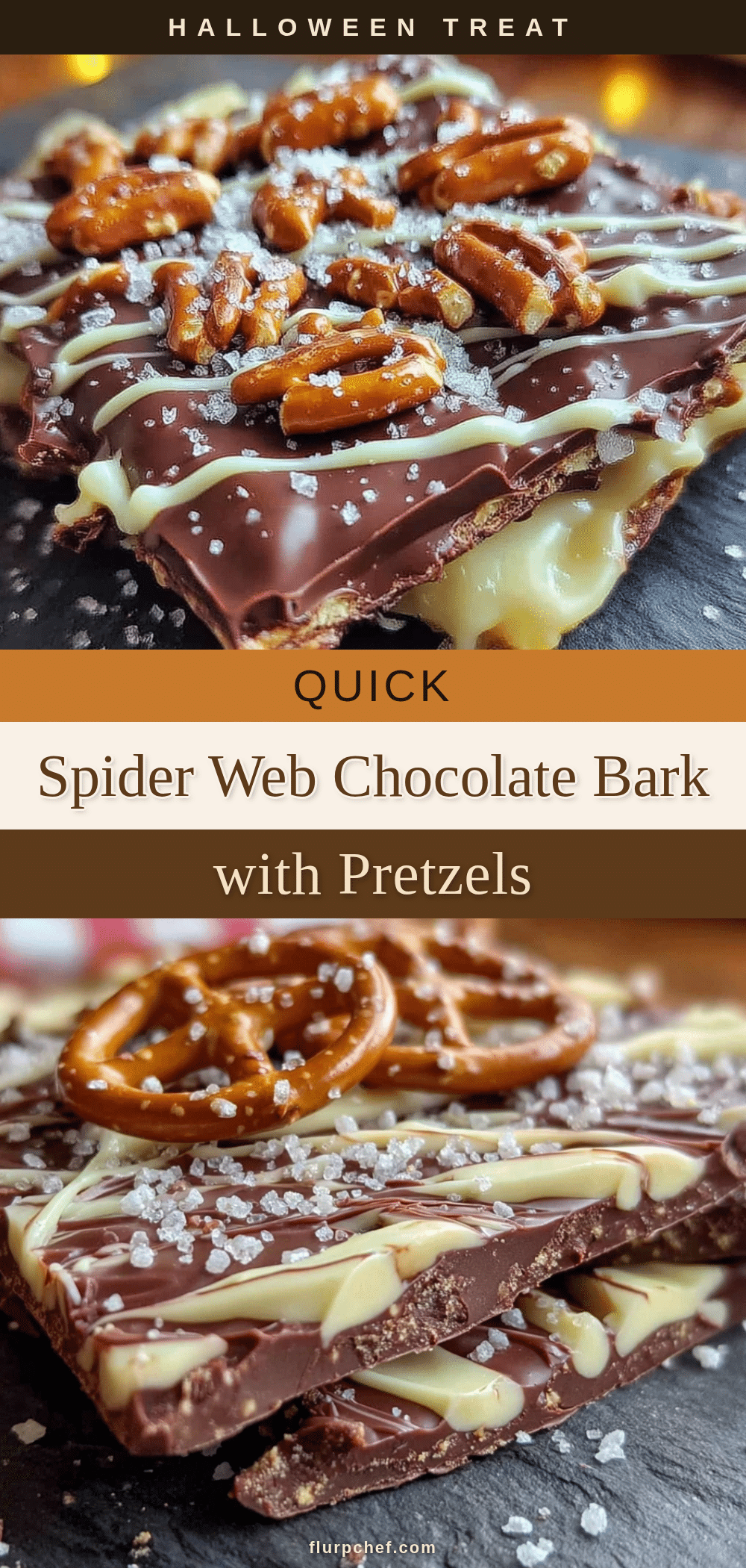 Quick Spider Web Chocolate Bark recipe