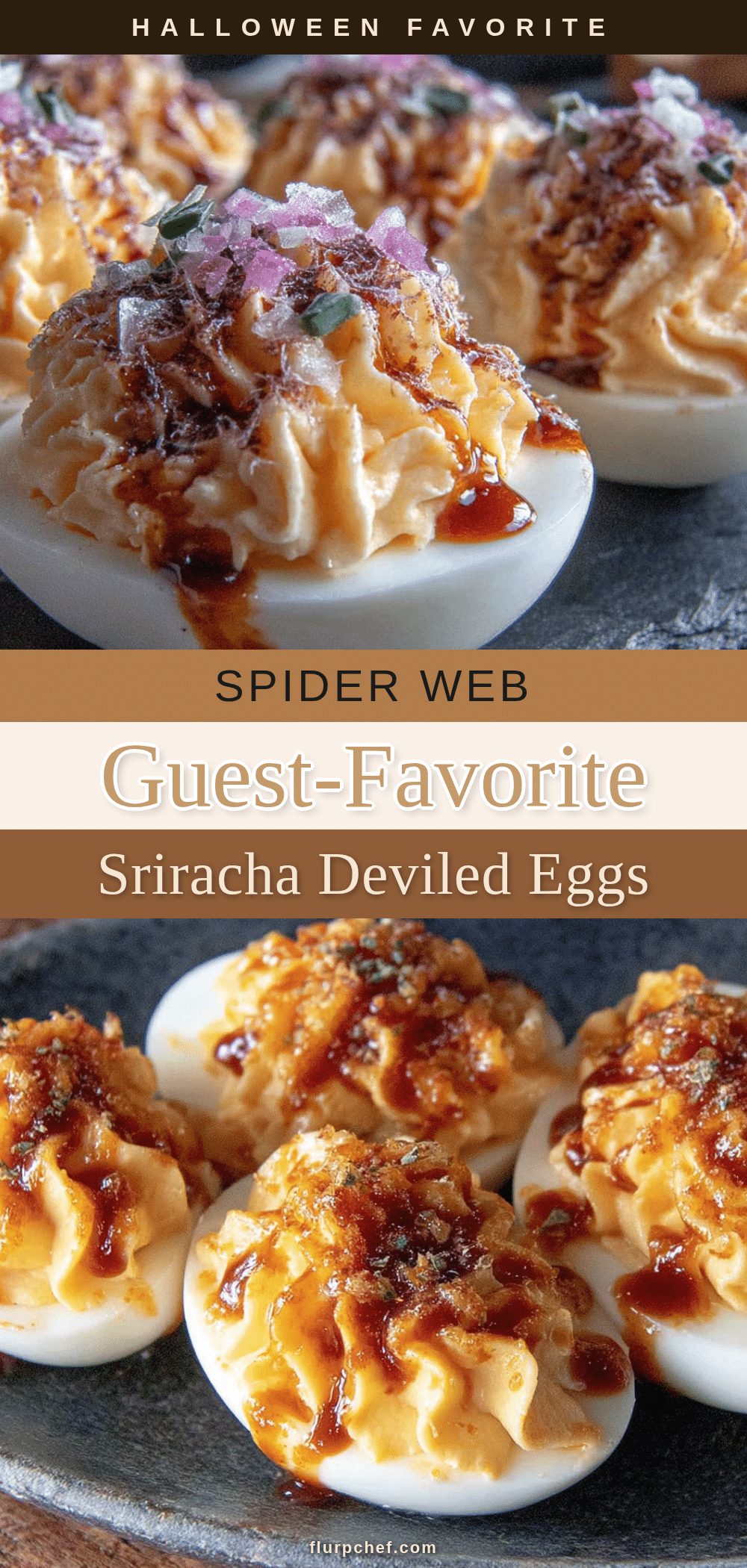 spider web sriracha deviled eggs recipe